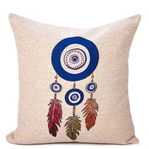 Turkish handmade pillow, Evil eye pattern, Nazar cushion (Buy 1 Get 1 Free)