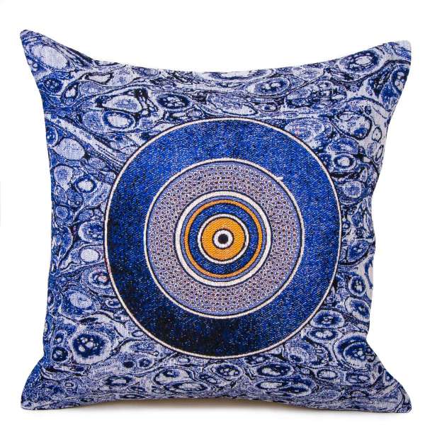 Turkish handmade pillow, Nazar decorative style, Evil eye woven (Buy 1 Get 1 Free)