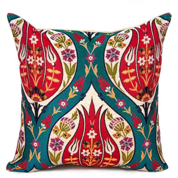 Turkish handmade pillow, Tulip flower pattern, Authentic style cushion (Buy 1 Get 1 Free)