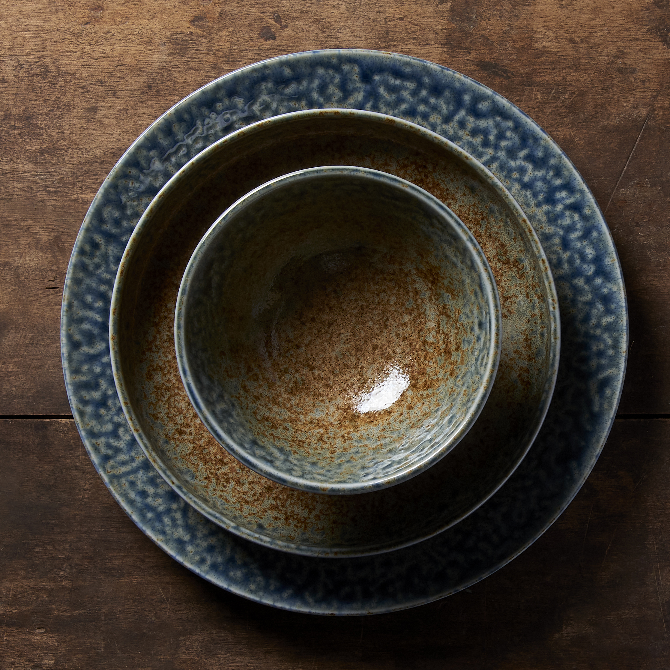 Brown and blue ramen bowl