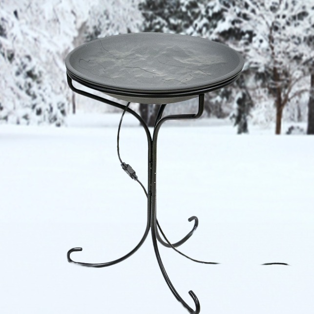 Slate Heated Bird Bath and Stand